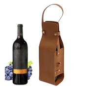 Gvblkq Wine Tote, PU Leather Wine Holder Carrying Case, Wine Carrier with Handle, Liquor Bottle Carrier, Travel Wine Bag for Wine Bottle, Portable Carry-On Pouch for Wine Storage