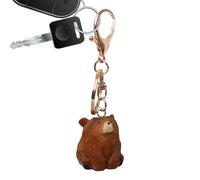 Gvblkq Wooden Keyring - Mini Bear Figurine Pendant, Nature Inspired Bag Charm with Handcrafted Style, Smooth Polished Carving Display, Easy Clip Key Holder Feature, Ideal for Schoolbag Decor