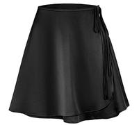 GVCXCSGE Mini gonne corte in raso setoso a vita alta da donna Gonna corta con nodo alla caviglia Gonna avvolgente per donna Gonne da tennis (X-Large,Black)