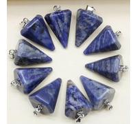 GVEKJ 24 pezzi di pietra naturale Reiki pendolo divinatorio ciondolo ametista quarzo agata adatto per collana fai da te gioielli ciondolo-modello blu