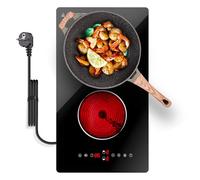 Gveyajo Piastra Vetroceramica 2 Fuochi 3000W, Piastra Elettrica Doppia con Controllo Touch, 9 Livelli, Timer 99 min, Blocco Bambini, Compatibile Tutte le Pentole, Da Incasso e da Appoggio, 220V
