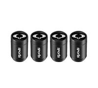 GVFKMNX 4 Tappi Auto valvole Pneumatici,per SsangYong Musso Korando Rexton Torres Kyron Actyon Tivoli Rodiu con Guarnizione Antipolvere in Metallo Ruota Stelo Valvola qualità Accessori,Black