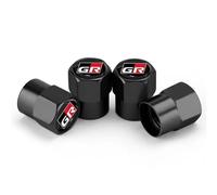 GVFKMNX 4 Tappi Auto valvole Pneumatici,per Toyota GR Sport Gazoo Racing Yaris 86 Corolla Hilux C-HR RAV4 con Guarnizione Antipolvere in Metallo Ruota Stelo Valvola qualità Accessori,Black
