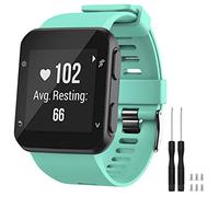 GVFM Cinturino compatibile con Garmin Forerunner 35, cinturino di ricambio in morbido silicone per smartwatch Garmin Forerunner 35, adatto per polsi da 130 a 230 mm, Verde acqua (fibbia nera)