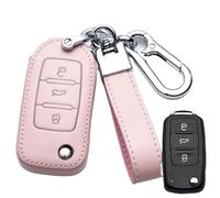 GVGMTAEAVZ Custodia in pelle for chiave auto, adatta for Volkswagen VW Golf 7 MK7 GTI adatta for Skoda Octavia A5 Fabia A7 Seat Ibiza Leon FR 2 Aztec Altea Portachiavi(A-Pink)