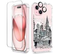 GVIEWIN Compatibile con iPhone 15 Custodia 6,1" 2023, con pellicola protettiva per display + protezione della fotocamera, protezione militare] anti giallo trasparente TPU sottile, resistente agli urti