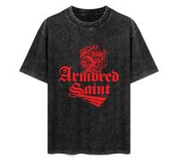 GVINECHY T-Shirt Unisex Retro Armored Saint Cotton Round Neck Black 3XL