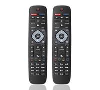 Gvirtue Confezione da 2 telecomandi di ricambio per tutti i televisori Philips, compatibile con tutte le Smart TV Philips, LED, LCD, HDTV, UHD HDR 4K 8K, con pulsante Netflix, Vudu, YouTube