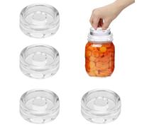 gvivej 4 Pezzi Pesi in Vetro per Fermentazione, Vetro Fermentazione Pesante con Manico, Pesi di Fermentazione Ø 7cm, Pesi in Vetro per Fermentazione con Bocca Larga, Vasi da Conserva, Stile 1