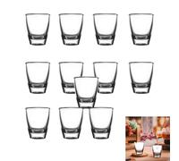 gvivej Bicchierini da Liquore, 12 PCS 35ml/3cl Bicchierini Shot a Base Spessa, Piccoli Bicchieri in Vetro, Lavabili in Lavastoviglie, Bicchieri Amaro, per Tequila Whisky, Gin, Vodka