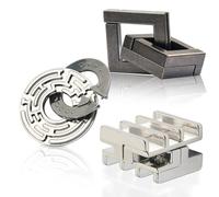 GVKES 3 divertenti giochi di puzzle in metallo rompicapo - Giocattoli 3D per adulti - Sfida IQ Insight per adolescenti - Regalo educativo per bambini dai 12 anni in su