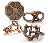 GVKES Divertente rompicapo in metallo - 4 pezzi giocattoli 3D da viaggio mentale per adulti - Teens IQ Insight Challenge - regalo educativo logico (con custodia e istruzioni)