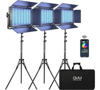 GVM 1500D - Luce video a LED RGB, con controllo app, 75W luce video a LED per fotografia, YouTube Studio, registrazioni video, trasmissione, conferenze, 1128 perline LED, luce da studio (3 confezioni)