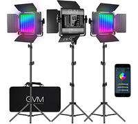 GVM 560 - Luce LED video Pannello, bicolore, regolabile 2300 K-6800 K, LED con supporto U e Barndoor, luce LED per fotografia, Youtube, Studio, esterno (3 pezzi)