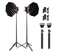 GVM CL100B - Luce video a LED, confezione da 2, 100 W, luce portatile per fotografia, con 2 softbox e 2 treppiedi, CRI 97+/18500lux@1m/USB-C PD, CCT2700K-6800K, illuminazione in uscita continua per