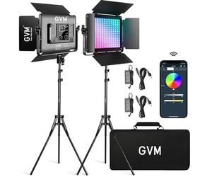 GVM Great Video Maker Luce video LED RGB GVM, illuminazione video LED da 6W con supporto, luce video 3200K-5600K luce fotografica per video in studio, film, YouTube, luce da studio a LED, set da studi