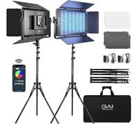 GVM - Luce video RGB 1500D, 75 W, dimmerabile, con controllo Bluetooth, illuminazione continua per YouTube Studio Filmmaking, conferenze, live streaming, fotografia di ritratti, confezione da 2