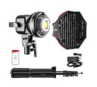 GVM - Luci video a LED da 80 W con kit di montaggio Bowens, illuminazione a uscita continua 5600 K CRI97+ dimmerabile LED Kit di illuminazione per fotografia, YouTube, luce di tiro di nozze con supporto