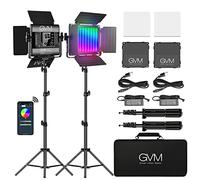 GVM RGB, lampada video LED RGB con treppiede, controllo APP LED, illuminazione video, per YouTube, CRI97, 3200-5600 K, luce studio (2 pezzi)