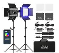 GVM RGB LED luce video, illuminazione fotografica con controllo APP, kit di illuminazione video 800D per YouTube Studio, 2 confezioni di luci a led per giochi, streaming, conferenze, CRI 97 Blu