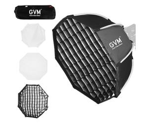 GVM Softbox Soft Light Bowens Mount, Softbox a sgancio rapido da 65 cm e griglia a nido d'ape compatibile con luci video GVM P80S/SD80D/G100W/PR150R/PRO-SD200B/PRO-SD300B e altre luci video di marca
