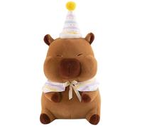 GVMJHYK Capy-bara Peluche Giocattolo, Animali di Peluche Realistici Capibara con Cappello di Compleanno, Marrone Decorazioni Regalo, Pelu-che per Bambini e Adulti, 35cm