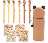 GVMJHYK Capybara Regalo Compleanno Bambini, 11 Pezzi Regalo A Tema Festa Capybara, Astuccio Silicone, Blocco Note A Spirale, Penna Neutra A Cartoni Animati, Per Ragazzi E Ragazze Invitati (A)