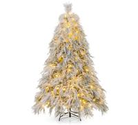 GVNFJKJK Alberi di Natale Artificiali, Albero di Natale Artificiale Pre-Illuminato con Punte dei Rami, luci LED Bianche Calde e Foglie salice, for Le Feste(6.3FT)