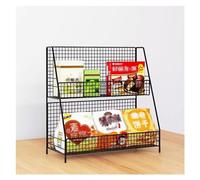 GVNFJKJK Espositore per Snack, Scaffale da scrivania in Filo Metallico, scaffali Pavimento for carichi Pesanti, scaffalature Metalliche for supermercato(Black,40x15.5x34.5cm)