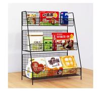 GVNFJKJK Espositore per Snack, Scaffale da scrivania in Filo Metallico, scaffali Pavimento for carichi Pesanti, scaffalature Metalliche for supermercato(Black,40x18x45cm)