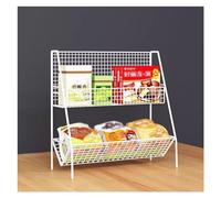 GVNFJKJK Espositore per Snack, Scaffali da Pavimento for carichi Pesanti, scaffale scrivania in Filo Metallico, scaffalatura Metallica supermercato(White,40x15.5x34.5cm)