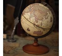GVNFJKJK Mappamondo di Lusso, Globo in Legno retrò Classico da 22 cm con Base, Globo terrestre Rotante Decorativo Vintage for la Decorazione dell'ufficio, Ornamenti, Giocattolo scrivania, Geografia