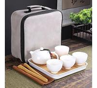 GVNFJKJK Servizi da tè, Set da tè 5 Pezzi, Tazze in Cina con bollitore 4 e Borsa Viaggio Regalo for Viaggi in Ufficio a casa(White)