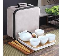 GVNFJKJK Servizi da tè, Set da tè 5 Pezzi, Tazze in Cina con bollitore 4 e Borsa Viaggio Regalo for Viaggi in Ufficio a casa(Light Cyan)