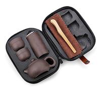 GVNFJKJK Servizi da tè, Set da tè 9 Pezzi, Tazze in Cina con 4 e tovaglietta in Stoffa for teiera Custodia Viaggio for Il pomeridiano, Ottimo Regalo(Black)