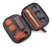 GVNFJKJK Servizi da tè, Set da tè 9 Pezzi, Tazze in Cina con 4 e tovaglietta in Stoffa for teiera Custodia Viaggio for Il pomeridiano, Ottimo Regalo(Red)