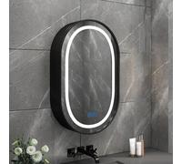 GVNFJKJK Specchio da Bagno a LED, Specchi da Bagno a Specchio for lavabo sopra con Contenitore, armadietti for medicinali Piccoli a arrotondati, mobiletto a Parete for, Fattoria Moderna(Black)