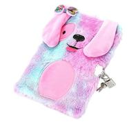 GVNFJKJK Taccuino retrò, Notebook 1 Pezzo Carino Cartone Animato Cani Peluche quaderno con Serratura Blocco Note Segreto Personale Creativo Regalo for Bambini Bella Ragazza Rosa diario
