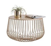 GVNFJKJK Tavolino Rotondo, Tavolino in Metallo da caffè in Ferro Nordico Semplice, for Soggiorno, Ufficio, Camera Letto - tè, for Divano, Decorazioni for la casa, Piccoli spazi(Gold,60 * 37cm)