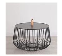 GVNFJKJK Tavolino Rotondo, Tavolino in Metallo da caffè in Ferro Nordico Semplice, for Soggiorno, Ufficio, Camera Letto - tè, for Divano, Decorazioni for la casa, Piccoli spazi(Siyah,60 * 37cm)