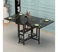 GVNFJKJK Tavolo da Pranzo Pieghevole con 6 Ruote, Tavolo da Pranzo Pieghevole Mobile con ripiano a 2 Strati, for 4-6 Persone, Tavolo da Pranzo