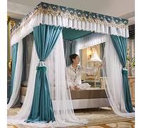 GVNFJKJK Tenda da Sogno Portatile, Tenda for Letto a baldacchino Princess Rete a Doppio Strato for Ragazze - Letto Singolo/King Size con Struttura Baldacchino for a(Blue Green,200 x 220 x 200 cm)