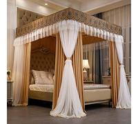 GVNFJKJK Tenda da Sogno Portatile, Tenda for Letto a baldacchino Princess Rete a Doppio Strato for Ragazze - Letto Singolo/King Size con Struttura Baldacchino for a(Khaki,180 x 220 x 200 cm)