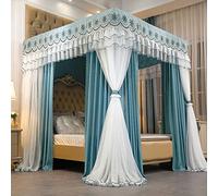 GVNFJKJK Tenda da Sogno Portatile, Tenda for Letto a baldacchino Princess Rete a Doppio Strato for Ragazze - Letto Singolo/King Size con Struttura Baldacchino for a(Blue 1,200 x 220 x 200 cm)