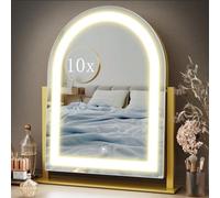 Gvnkvn Specchio da trucco illuminato, specchio da trucco Hollywood con luci, tre modalità di illuminazione a colori e specchio ingranditore 10X staccabile, controllo Smart Touch, rotazione