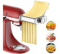 Gvode Accessorio Pasta 3-in-1 Acciaio Inox per KitchenAid Planetaria | Sfogliatrice per KitchenAid Artisan, taglia spaghetti,fettuccine,lasagne,piastra guida inox amovibile, 8 regolazioni spessore