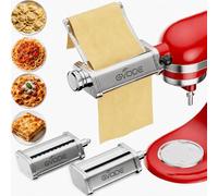GVODE Accessorio per pasta per KitchenAid, Set 3-in-1 per KitchenAid Artisan con piastra inox rimovibile, include sfogliatrice, taglia-spaghetti e fettuccine - Accessorio perfetto per KitchenAid