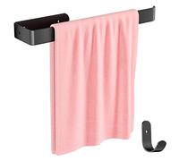 Gvolatee 1 pezzo 30 CM Porta Asciugamani Bagno e 1 pezzo Gancio Combinazione Lega di alluminio Opaco, Portasciugamani da Parete Montaggio Foratura con Viti Fisse, Barre Portasciugamani Nero