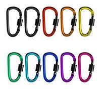 Gvolatee 10 pezzi moschettone portachiavi colorato D-Ring in alluminio, moschettoni arrampicata ultraleggero con chiusura a vite per zaino da campeggio, bollitore, tenda, corda, pesca, escursionismo
