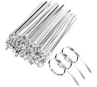 Gvolatee 100 pezzi Fascette in Inox 200mm,Fermacavo Metalliche Autobloccanti Temperatura Resistenza Corrosione,Stringicavo Fermacavi per Fasci Cavi,Manutenzione del Giardino e Tende Sole